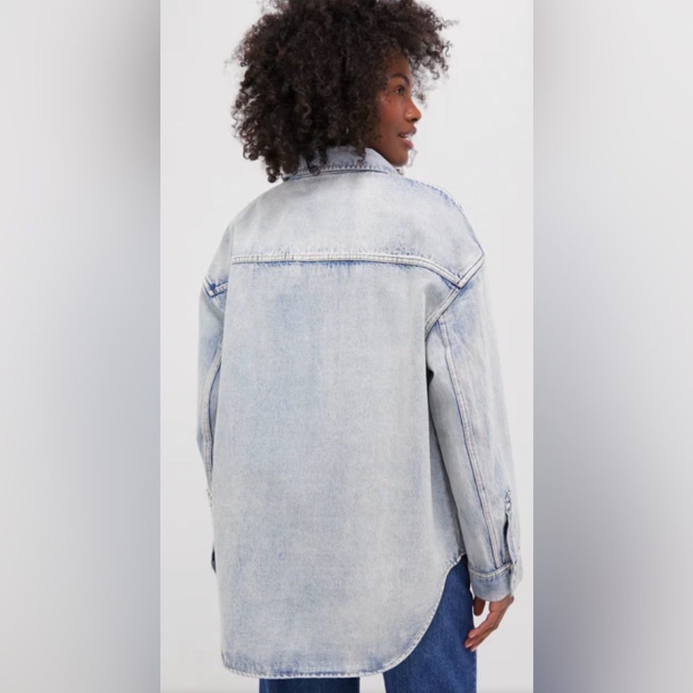 TUCKERNUCK Acid Wash Denim Parker Shacket | Shirt Jacket | Snaps | XS | NWT - Picture 6 of 13